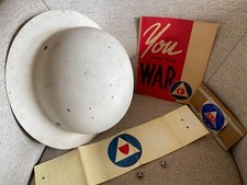 World War 2 Civil Defense - Pins, bands, helmet, brochure - A History Cache Find