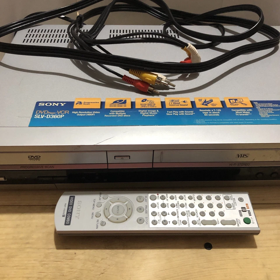 Reproductor combinado de DVD/VHS Sony SLV-D360P funciona con control remoto, manual, cables. Foto 3 de 4
