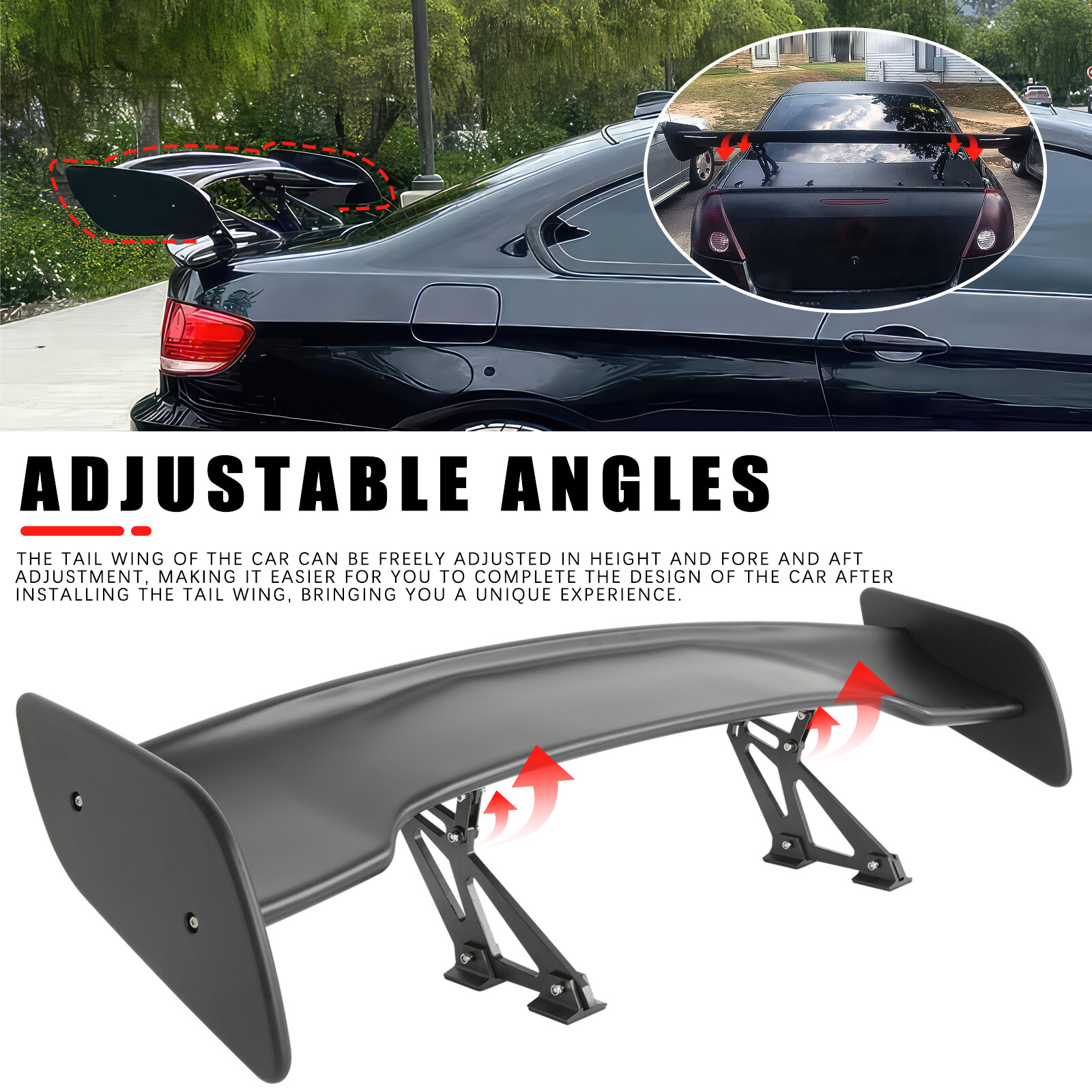 For Audi R8 TT RS A4 S4 47" GT Style Spoiler Wing Rear Trunk Racing Spoiler Lip