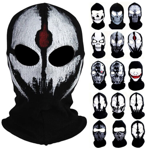 Unisex Ghost Print Stocking Balaclava Mask Good for Costume Halloween Cosplay - Afbeelding 1 van 29