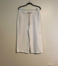 Belle Kim Gravel Women Pants White Wide-Leg Crop Size 10 Coastal Beach Vacation