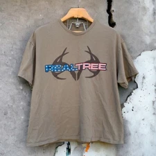 REALTREE Beige T-Shirt Men’s Size XL? Hunting American USA Stars Stripes
