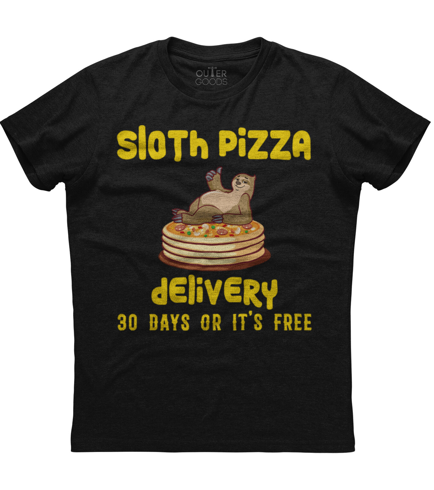 Sloth Delivery Sloth Pizza Delivery, Funny Sloth Pizza Mens Short Sleeve Cotton Black ...