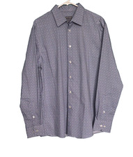 NWOT Geoffrey Beene SLIM FIT Flex Collar STRETCH Mens Shirt L Blue White Floral