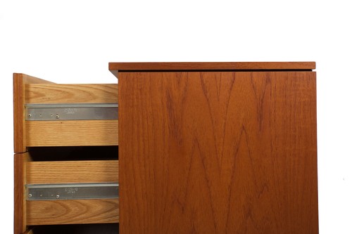 Circa 1970s Mid Century Modern Teak & Chrome Double Chest Credenza by Knoll - Picture 12 of 22