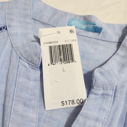 J McLaughlin Women's Riviera Linen Cotton Blend Blue Blouse Top size L NWT 6 - Picture 6 of 9