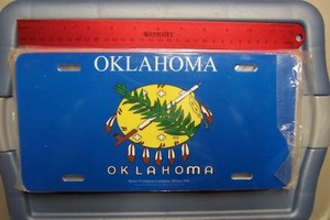 NOS Oklahoma State Flag License Plate   Nice Graphic Design & Heavy Duty Tag