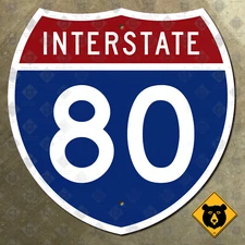 Interstate route 80 California New Jersey highway marker 1957 road sign 12x12