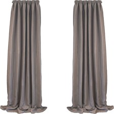 Thermo-Vorhang, Verdunklungsvorhänge Kräuselband 2er-Set, 140x245 cm, Warm-Grau