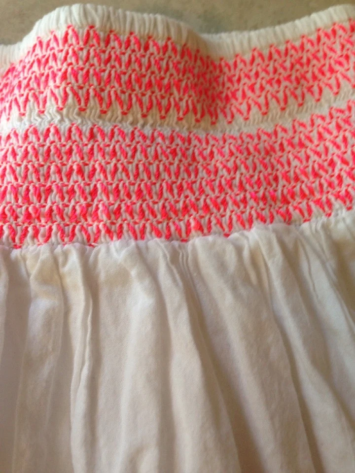 Niñas Talla Grande 10.5-12.5 Fruncido Cintura Elástica Forrada Neón Crochet Ribete Blanco Foto 4 de 4