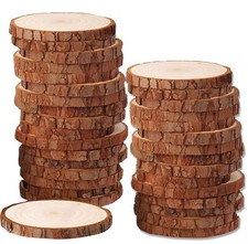 Natural Wood Slices 30 pcs 3.5."-4.0" Wood Circles for CraftsNatural Wood Rou...