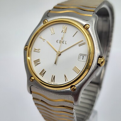 Ebel Classic Sports Wave 750 18k & Steel Quartz Mens Watch 35mm