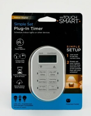 myTOUCH Smart Simple Set Indoor Digital Plug-In Timer  White NEW Model 26892