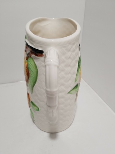 VTG 8" JUICE PITCHER MAJOLICA-BASKET WEAVE PATTERN JAPAN - Picture 3 of 10
