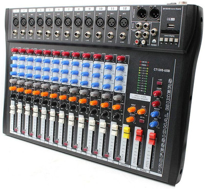 CT 120S-USB 12-Channel USB Mixer with 48V Phantom Power, 3-Band EQ, XLR & 1/4...