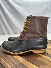 Sperry Saltwater Boot Girl's Size 5M Waterproof Rubber Black Brown Shoes