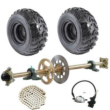 Complete 44" Rear Live Axle Hub Sprocket Kit Brake 10" Wheels Golf Go Kart UTV
