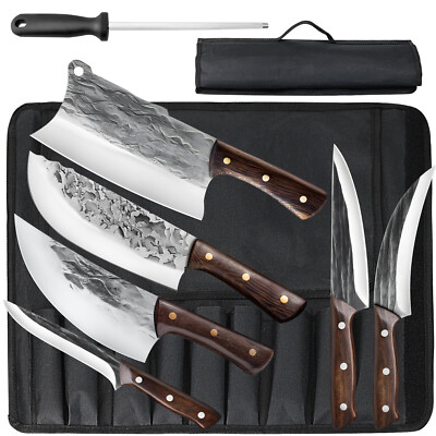 Kitchen Knife Set Damascus Pattern Chef Knives Stainless Steel Cleaver with Bag！
