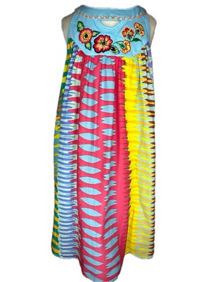 BOUTIQUE VINTAGE Baby Sara Tie Dye Floral Embroidered Girls Dress Size 6X