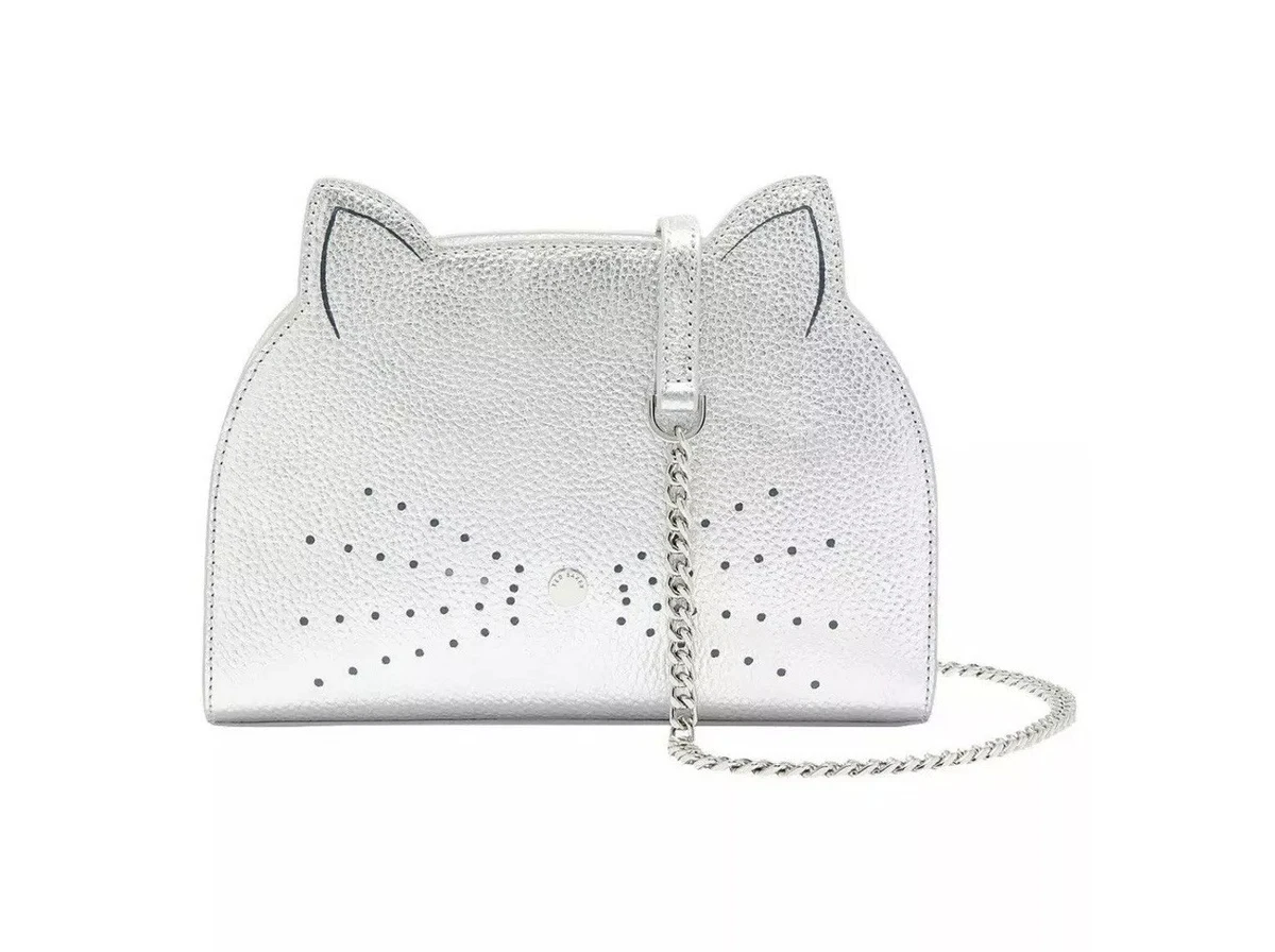 NWT Ted Baker KIRSTIE Cross body leather cat bag Silver