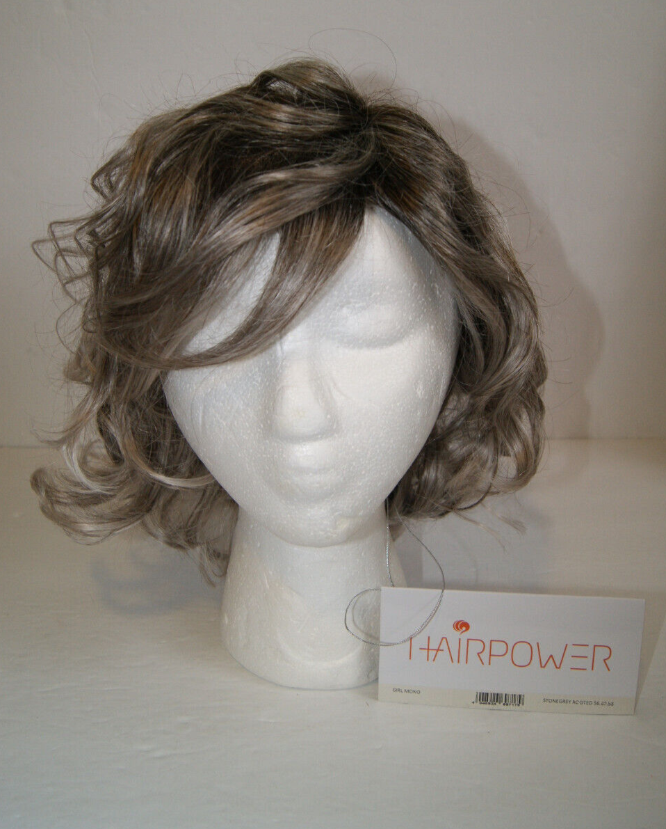 Girl Mono Wig by Ellen Wille Stone Grey Rooted Layered Hair Power NEW w