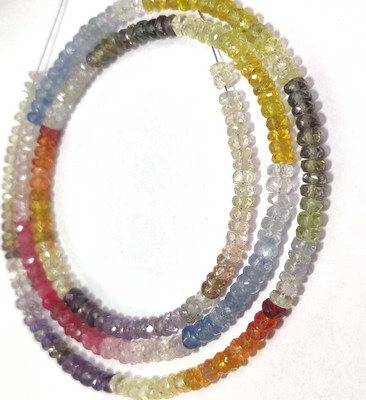 AAA Multi Color Sapphire Faceted Rondelle Beads Sapphire Multi Beads Multi Rainbow Beads Multi Sapphire Beads Wholesale Beads