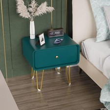 Modern Nightstand with Drawer Bedroom Bedside End Table Dark Green Night Stand