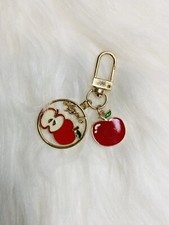 Red Apple Bag Charm Keychain Fob Gold Color New Handmade Gift