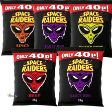 Space Raiders Spicy, Pickled Onion, Beef,  Saucy BBQ  Crisps 25g Perfect Gift