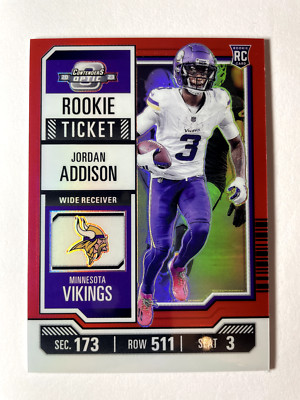 2023 Panini Contenders Optic NFL Red Rookie Ticket Jordan Addison Vikings /175