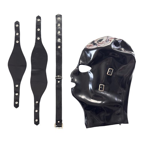 Latex Maske Fetisch BDSM Augen Mund Bondage Kopfmaske Hood Rollenspiel Kostüme - Bild 5 von 9