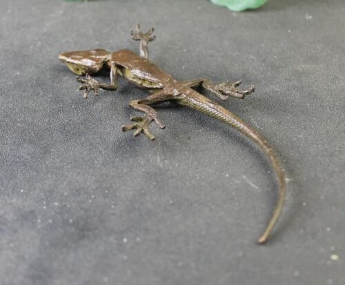 Brass Lizard Animal Figurine Small Statue Table Office Home Decoration Gifts - Picture 7 of 8