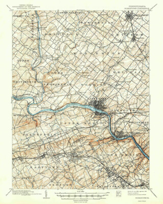 1895 Topo Map of Norristown PA Quadrangle Bucks County