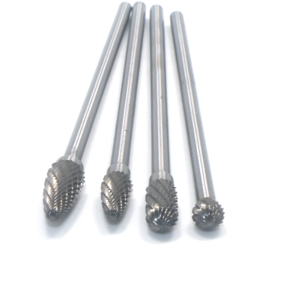 Juego de rebabas rotativas de carburo de doble corte de largo alcance de 4 piezas vástago doble de 1/4" Foto 3 de 4