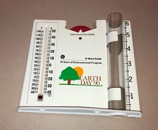 Earth Day '90 GE Medical Systems Rain Gauge w/ Rain Gauge Recorder Old Fashioned