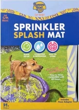 Banana Boat Sprinkler Splash Mat 39" For Dogs Quick Set-Up Size S/M Blue/yellow