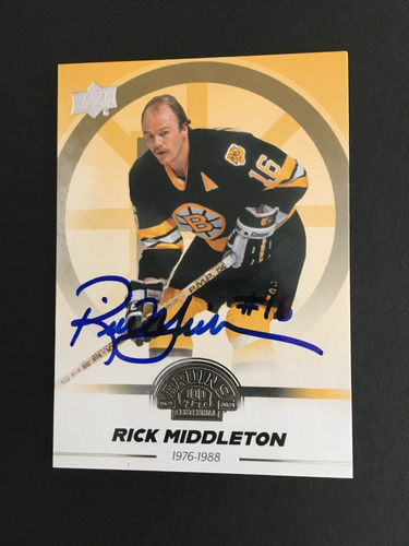 RICK MIDDLETON #18 HANDSIGNIERT 2023/24 U.D. BOSTON BRUINS HUNDERTJAHRFEIERKARTE