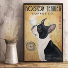 Retro Tin Metal Signs Home Décor 8x12 Boston Terrier Coffee Vintage Plaque Wall