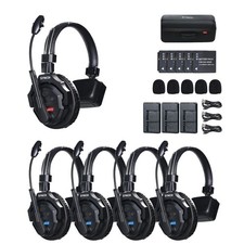 Wireless Headset Intercom System 2.4GHz Full Duplex Noise Cancellation SYNCO