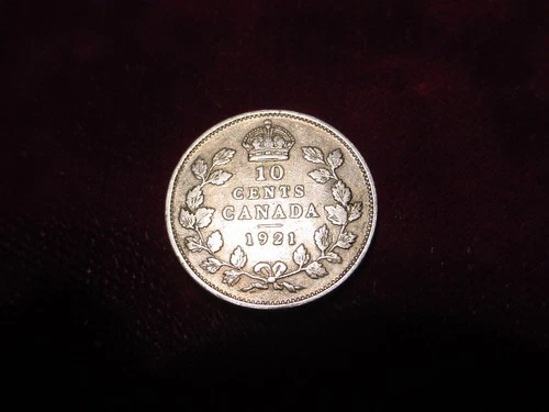 1921 CANADA SILVER 10 CENTS!