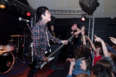 John Holgado and Caleb Shomo of Attack Attack! perform at Cockpit - Old Photo