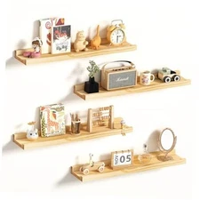 24 Inch Wood Floating Shelves,Floating Shelves for 4pc Natural Wood-24 Inch