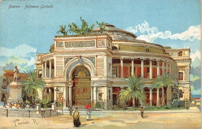 B655 Italy Palermo Politeama Garibaldi vintage postcard