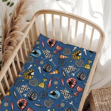 Cute Race Car Plaid Stars Fitted Crib Sheet for Baby Girls Boys 52x28Inch Col...