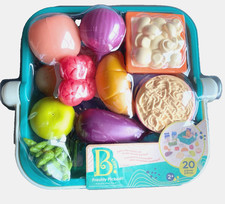 B. toys   Play Food and Basket   20 Pieces of Toy Food   Grocery, Cooking, Pl
