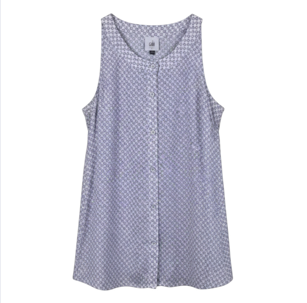 CABI 5905 Priscilla Purple/White Floral Print Top Tank CREPE CHIFFON sz M