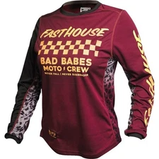 Fasthouse Grindhouse Golden Crew Women's Motocross Jersey | Maroon/Black/Yellow