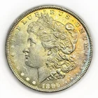 1896 P $1 Morgan Silver Dollar Choice BU UNC Uncirculated Nice Rainbow Toning