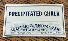 Antique Pharmacy Drug Store Bottle Label WALTER G THOMCZEK Pharmacist Detroit MI