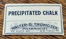 Antique Pharmacy Drug Store Bottle Label WALTER G THOMCZEK Pharmacist Detroit MI
